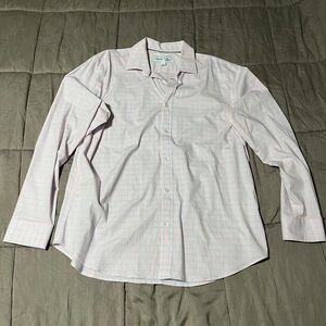 Old Navy Men's Light Pink Checkered Dress Shirt
